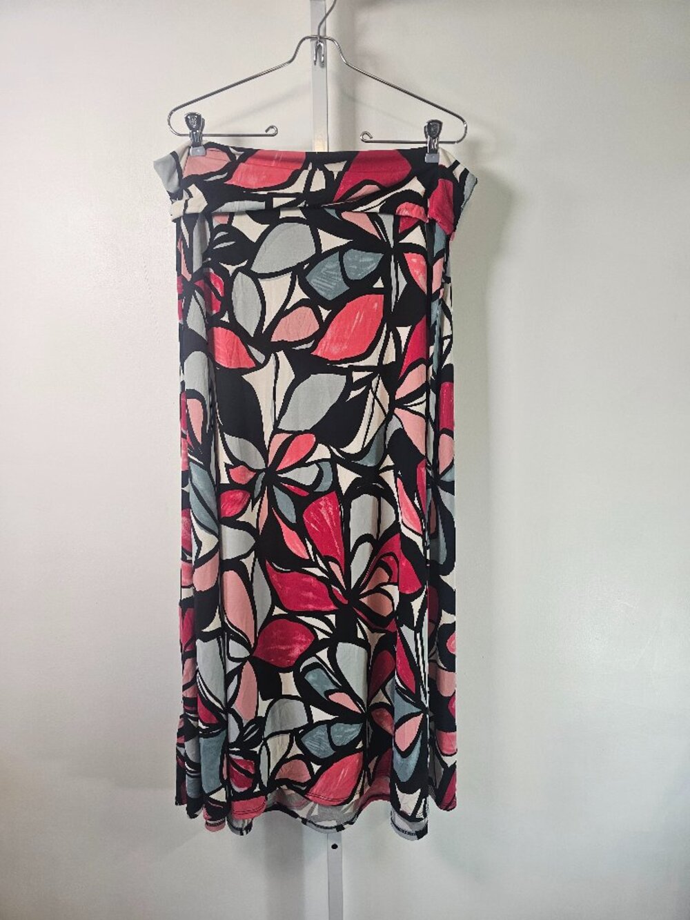 LULAROE Skirt Black Multicolor Maxi Abstract Floral A-line XL
